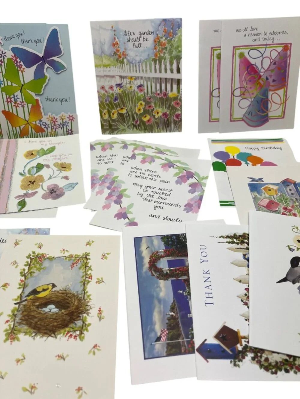 Assorted 19 Greeting Cards With 11 Envelopes - Birthday Thank You & More Floral